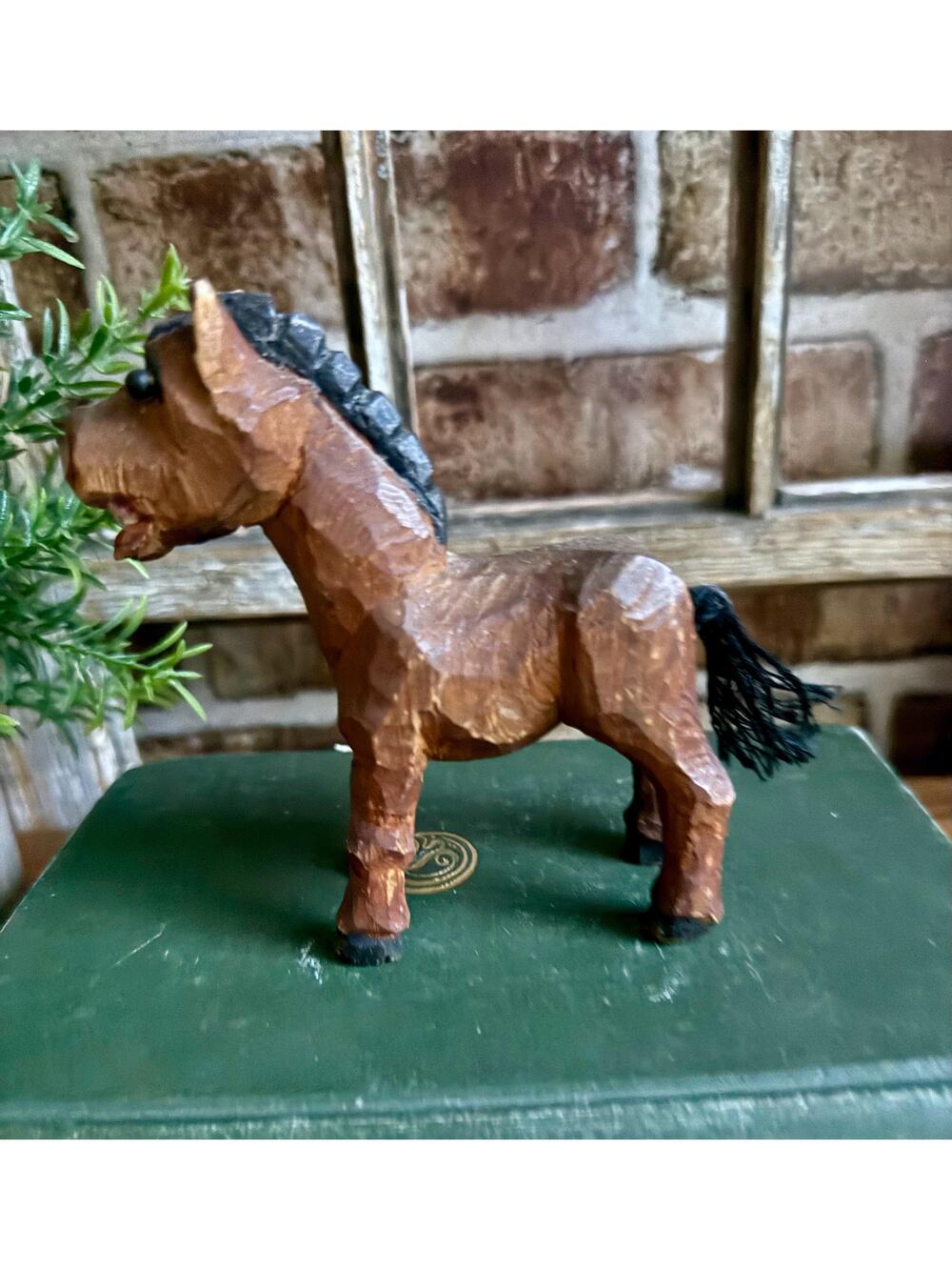 Hand Carved Wooden Horse Figurine | Rustic Wood Horse Sculpture